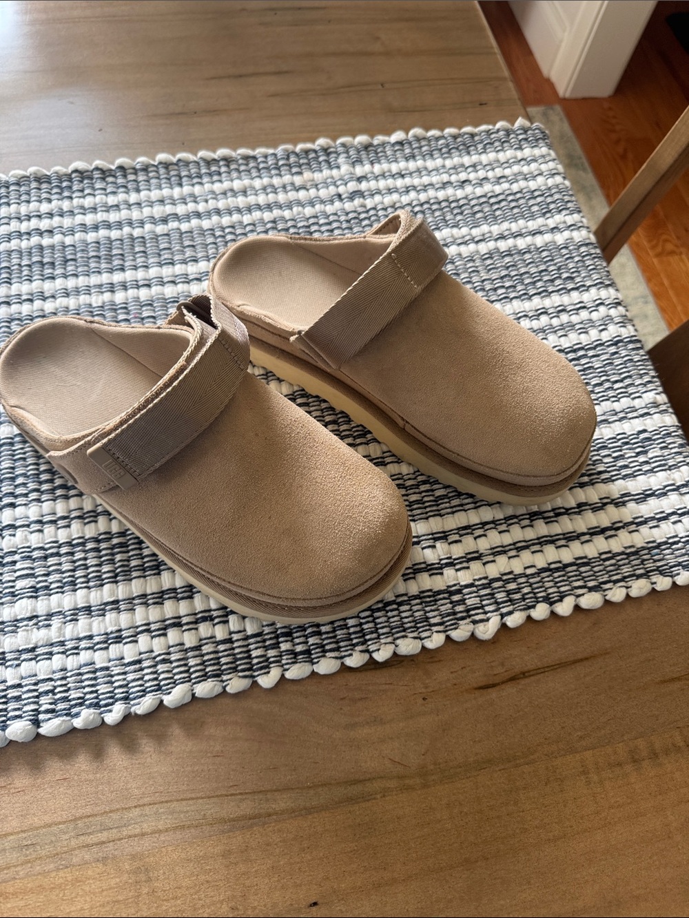 UGG Women's Tan Suede Slide Clogs with Adjustable Strap